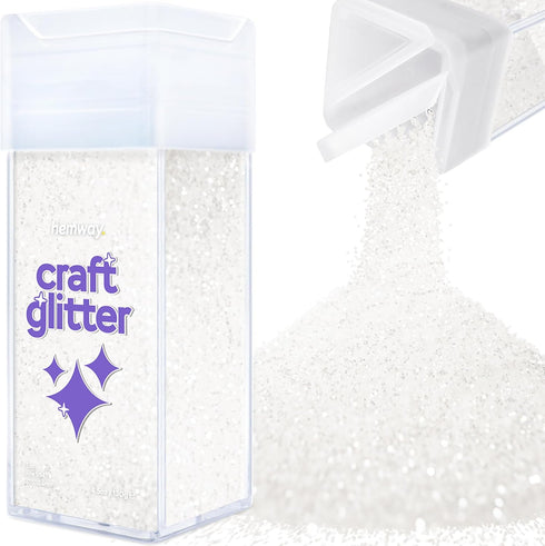 Hemway Premium Craft Glitter Shaker - White Iridescent | 130g Fine Metallic Flake Sequins for Resin & Epoxy Crafts | Craft Supplies for Tumblers, ...
