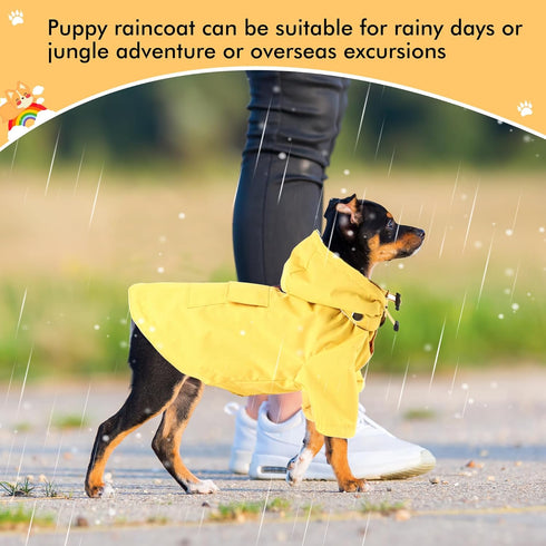 Dog Raincoat with Hood, Adjustable Pet Water Proof Lightweight Rain Jacket Poncho Puppy Rainwear for Small Medium Puppy (Yellow, XL)...