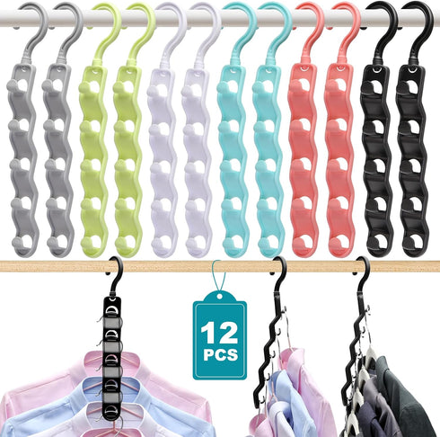Closet Organizers and Storage,Upgraded Organization and Storage Clothes Hanger,12 Pack College Dorm Room Essentials,Sturdy Closet Organizer Home E...