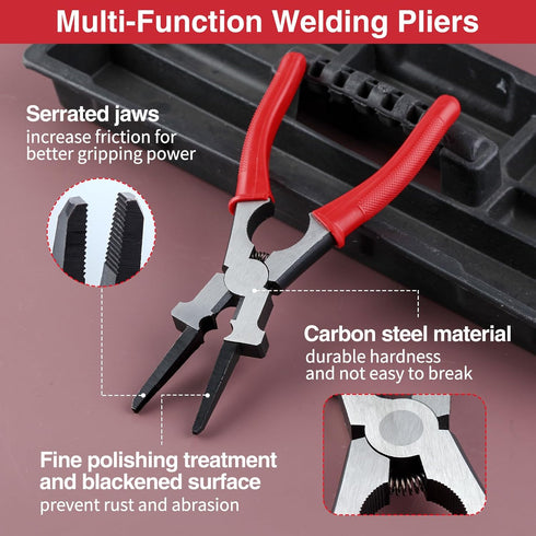 SPEEDWOX Mig Welding Pliers 6 In 1 Multi-Function Welding Pliers Nozzle Cleaner Slag Hammer 8" Professional Welding Welding Tools For Scraping Spa...