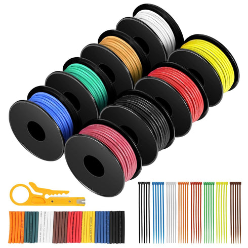 22 Gauge Wire 160FT, 8 Colors Each 20FT 22AWG Hook Up Wire Kit, Stranded Tinned Copper Wire for DIY Electronics, Automotive, Breadboard, Home, Pow...