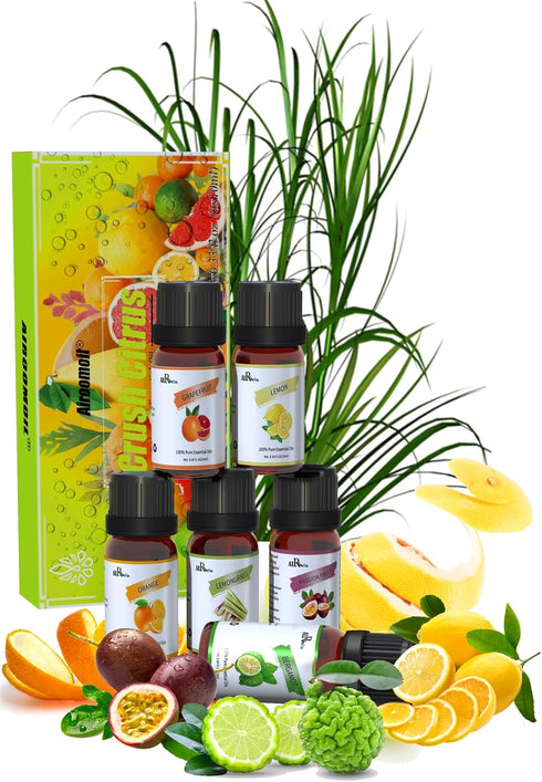 Citrus Fruity Essential Fragrance Oil Set for Slime Candle Soap Making Aromatherapy Diffuser,Passion Friut,Orange,Lemongrass,Lemon,Bergamot,Grapef...