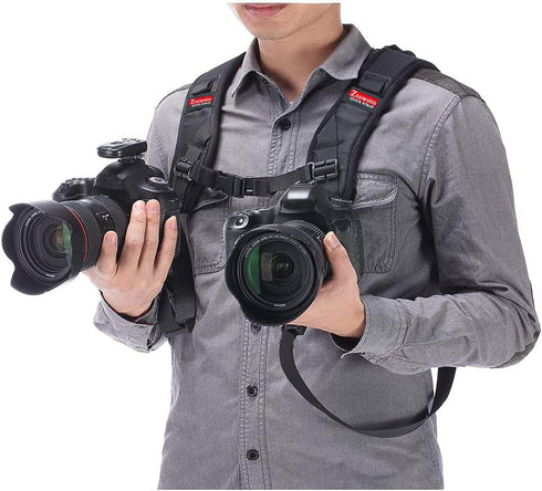 ztowoto Double Shoulder Camera Strap Harness Quick Release Adjustable Dual Camera Tether Strap for DSLR SLR Camera (focus)...