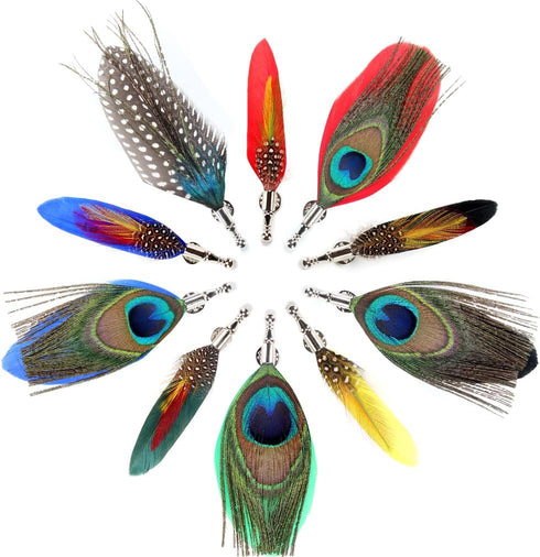 Feather Brooch for Suit Handmade Colorful Feather Lapel Pin Pack of 10...