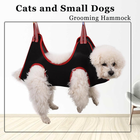 Dog Grooming Hammock Harness,Breathable Pet Cat Hammock Restraint Bag,Dog Grooming Sling Helper for Trimming Nail and Ear/Eye Care(S Size,8.5")...