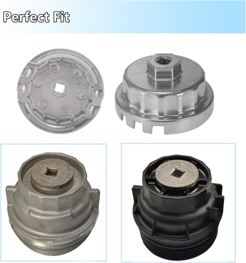 64.5mm Oil Filter Wrench Compatible with Toyota Camry RAV4 4Runner Tacoma Lexus Oil Filter Removal Tool, 14 Flutes 4 Slots for 2.0L-5.7L Engine, 3...
