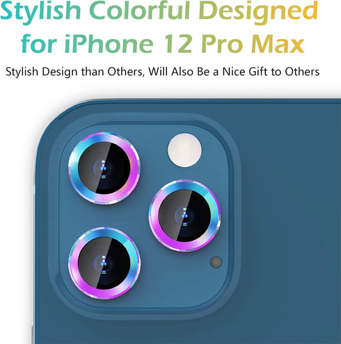 CloudValley for iPhone 12 Pro Max Camera Lens Protector, Premium Tempered Glass Film Aluminum Alloy Camera Ring Cover Protection Fit for iPhone 6....