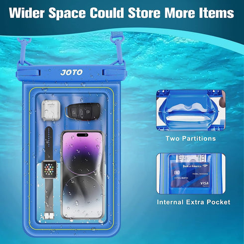 JOTO IP68 Large Waterproof Floating Phone Pouch, Big Float Dry Bag Cellphone Holder Case for iPhone 15 14 13 12 11 Pro Max Galaxy S24 S23 Ultra S2...
