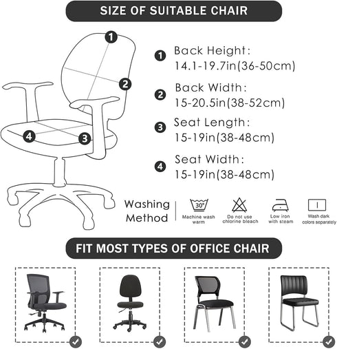 FORCHEER Desk Chair Cover, Stretch Office Chair Covers Two Piece for Split Office Chair Stretchable...