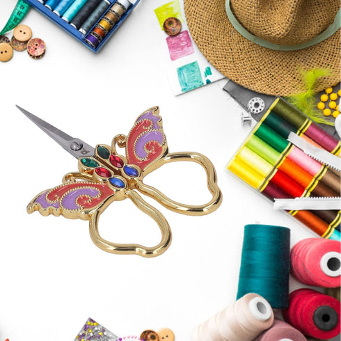 Home Scissors, Incisive Blade Butterfly Appearance Sewing Scissors for DIY Art Work, 3.3 inch Shears Cross Stitch Knitting Scissor...