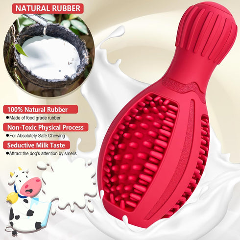 Treat Dispensing Dog Toys, Interactive Dog Treat Puzzle Toy for Large Dogs, Durable Rubber Dog Chew Toys to Keep Them Busy, Squeaky Dog Toys for A...