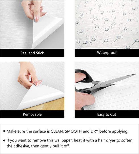 LACHEERY White Stainless Steel Contact Paper for Fridge Peel and Stick Metallic Wallpaper Kitchen Removable Heat Resistant White Contact Paper for...
