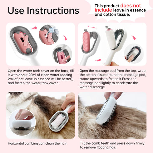 Cat Brush with Water Tank Pet Hair Removal Comb Slicker Brushes for Dogs Cats Grooming Tool Removes Loose Undercoat Mats Tangled Hair Brush for Pe...