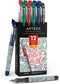 ARTEZA Disposable Fountain Pen Set of 12, 4 Basic Colors - Quick-Drying Ink for Smooth Writing, Calligraphy, Journaling, Sketching, and Doodling...