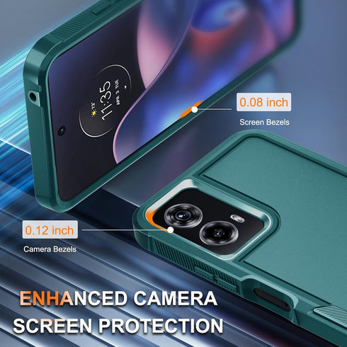for Motorola Moto G 5G 2024 Case, Full Body Heavy Duty Rugged Shockproof Protective Phone Cover with Lanyard Strap, Tempered Glass Screen Protecto...