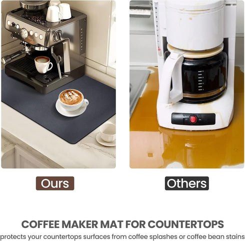 Coffee Mat(Dark Gray 12"x19''), Coffee Bar Mat for Countertop, Anti-Slip Absorbent Dish Drying Mat for Kitchen, Suitable for Coffee Machine, Coffe...