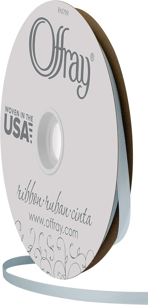 Offray 1/4" Wide Double Face Satin Ribbon, 100 Yards, Light Blue...