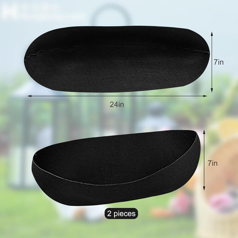 2PCS 24 Inch Window Box Liner Fabric Planter Basket Liner Trough Planter Insert Liner Black Hanging Flower Basket Liners Non-Woven Felt Plant Line...