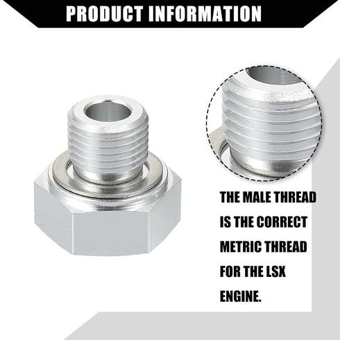 Oil Pressure Coolant Adapter Fitting Sensor Adapter for LS Series Engine/Front/Oil Pressure Sensor Adapter/Durable / 1 Set/Silver Tone...