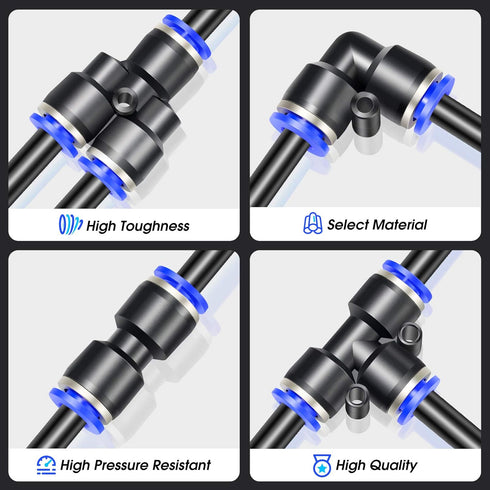 TAILONZ PNEUMATIC Black 4mm or 5/32 inch OD 2.5mm ID Polyurethane PU Air Hose Pipe Tube Kit 10 Meter 32.8ft...
