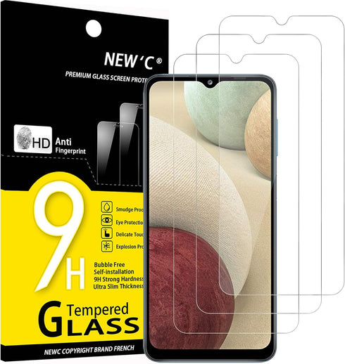 NEW'C [3 Pack Designed for Samsung Galaxy A12, Galaxy A02s Screen Protector Tempered Glass, Case Friendly Anti Scratch Bubble Free Ultra Resistant...