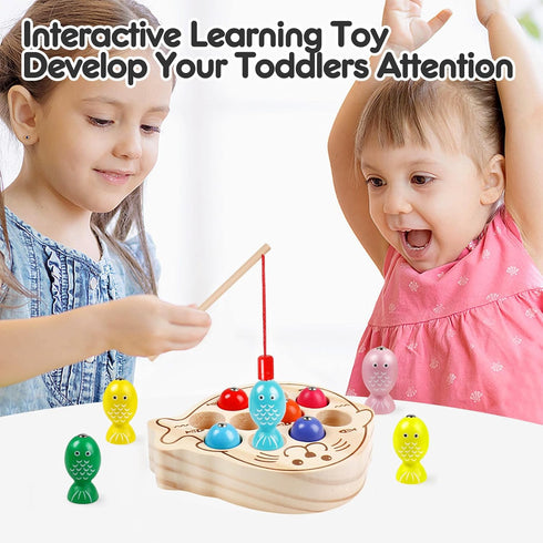 Magnetic Wooden Toys Fishing Game,Toddler Magnetic Fishing Toys Wood Puzzle Montessori Preschool Educational Activities Learning Hand-Eye Coordina...