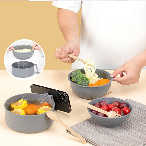 Microwave Ramen Cooker,Ramen Bowl With Chopsticks and Spoon,For Office College Dorm Room Essentials Instant Lunch Ideal for Shin and Buldak Ramen ...