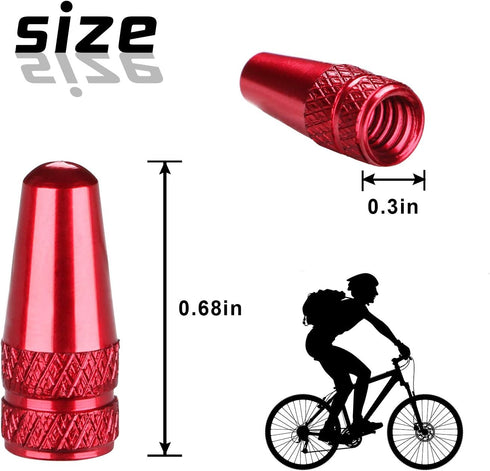 Bike Presta Valve Caps Red Presta Caps Aluminum Alloy Anodized, Fully Thread Red Air Dust Valve Stem Covers for Bike Used on Presta/French Valves,...