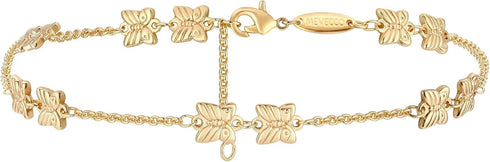 Gold Dainty Anklet,14K Gold Plated Boho CZ Star Beach Cute Pig Nose Tassel Disc Foot Chain Flat Marina Link Ankle Bracelet Lace Chain Anklet for W...