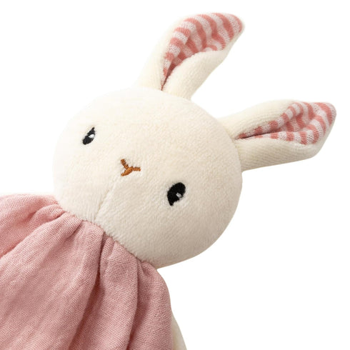 Organic Cotton Stuffed Animal Rattle Baby Toys, Hand Grip Rattle Squeaker Sticks Toys, Bunny Cuddle Cloth and Ring Rattle Plush Toy Set for Newbor...