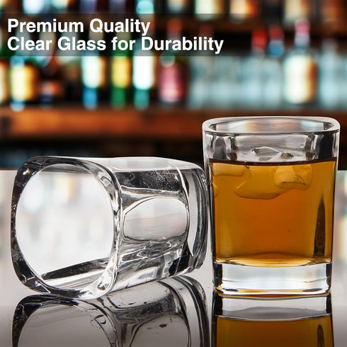 Ruckae 12 Pack 2 OZ Shot Glasses Set Clear Shot Glasses Bulk with Heavy Base Bar Square Glass Shot Cups for Vodka Tequila Whiskey Liquor...