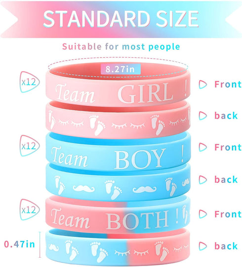 30 Pieces Gender Reveal Bracelets, Team Boy Silicone Wristbands Team Girl Gender Reveal Party Bracelets Team Both Rubber Wristband for Baby Shower...