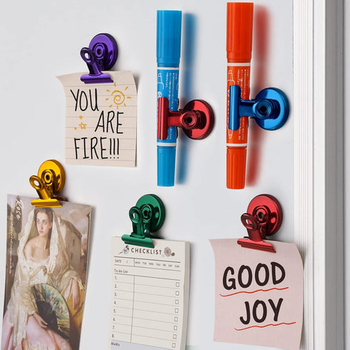 FINDMAG 12 Pack Strong Magnetic Clips Heavy Duty, Whiteboard Magnets Clips, Strong Fridge Magnetic Clips, Refrigerator Magnets Scratch Free Magnet...