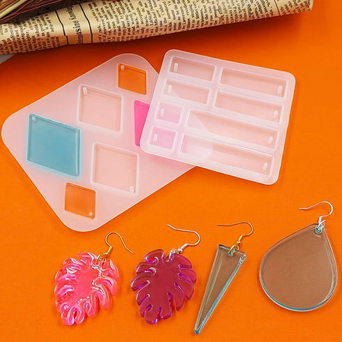 FineGood 12 Pcs Resin Molds Jewellery, Epoxy Resin Jewellery Making Kit Resin Earring Moulds Silicone Resin Moulds for Gem Pendant Necklace...
