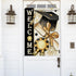 Welcome Class of 2024 Congrats Grad 28 x 40 House Flag Double Sided, Black Gold Graduation Cap Diploma Medal Garden Yard Decoration, High School C...