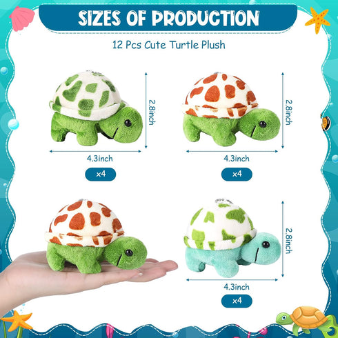 12 Pcs Mini Animal Plush Toys Dolphin Sea Turtle Stuffed Animals Bulk Small Ocean Animal Plush Keychain Decorations for Kids Favors Christmas Part...