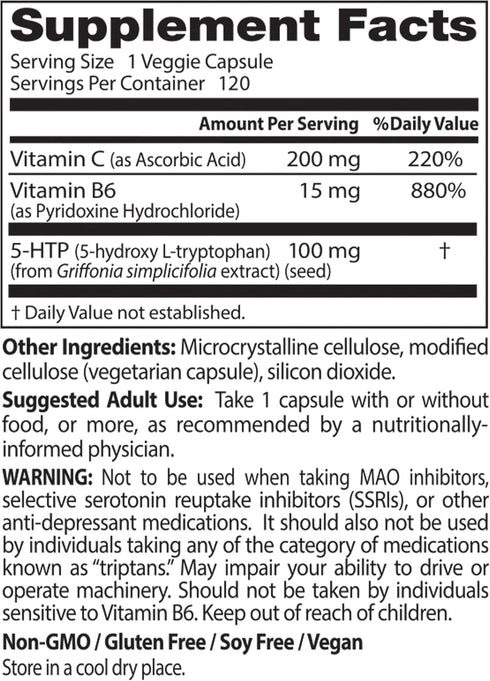 Doctor's Best 5-HTP Enhanced with Vitamins B6 & C, Non-GMO, Vegan, Gluten & Soy Free, 120 Count...