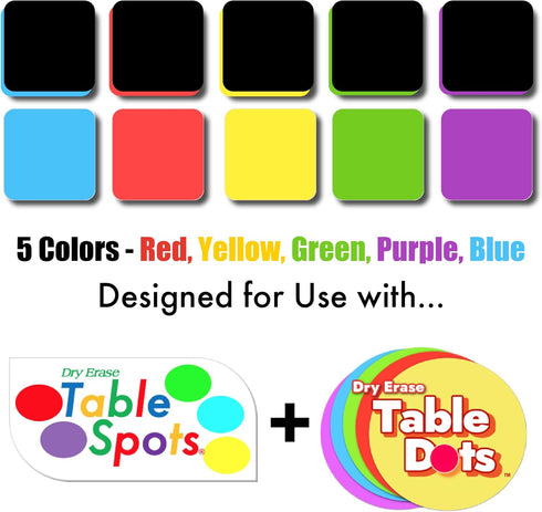 10 Pack Erasers Dry Erase Magnetic, 5 Bright Colors | Colors Match Table Spots and Table Dots | Whiteboard, White Board, Teachers, Classrooms...