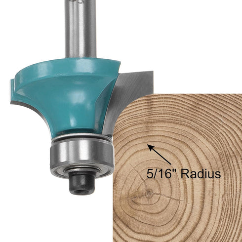 2pcs Roundover Router Bit 1/4 Shank 5/16" Radius Carbide Tipped Edge Rounding Over Bit with Bearing Guide, Woodworking Milling Tool, Cyan...
