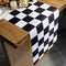 Table Runner Black and White Checkerboard Racing Theme for Anniversary Runner Dinner Parties Supplies Birthday Wedding Summer Outdoor Party Decora...