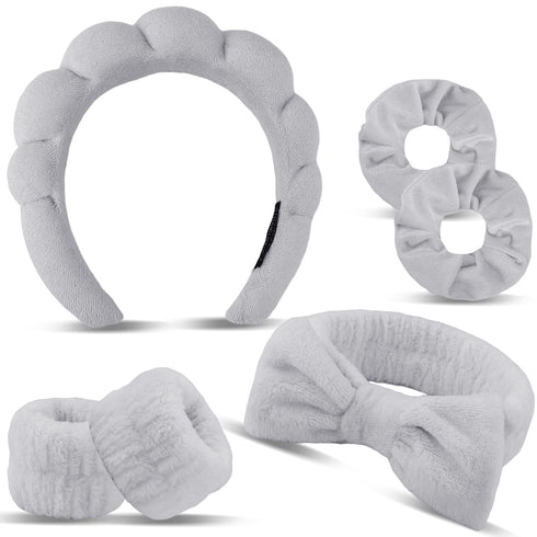 Spa Headband and Wristband Set 6Pcs Skincare Makeup Headband Puffy Bubble Headband for Washing Face Sponge Skin Care Headbands Face Wash Headband ...