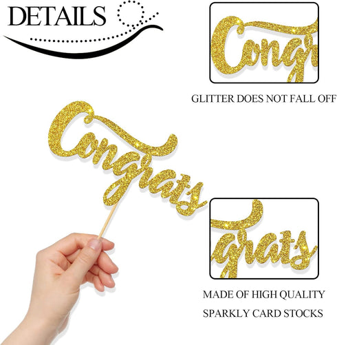 Gold Glitter Congrats Cake Topper/Congrats Grad/Class of 2025 / College Grad/Congratulations/MBA Graduation Party Decorations...