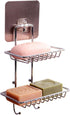 2 Tier Soap Dish with Hooks,Stainless Steel Bar Soap Holder for Shower Wall,Wall Mounted Soap Sponge Holder for Shower Caddy Bathroom Kitchen,Powe...