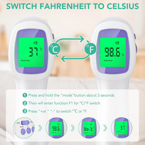 Thermometer for Adults and Kids Forehead Thermometer for Kids Digital Touchless Thermometer Infrared Forehead Thermometer with 3 in 1 LCD Display ...