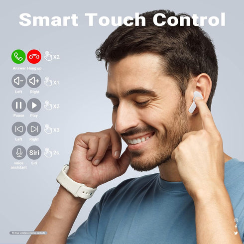 ACEFAST T6 Wireless Earbuds, Bluetooth Headphones with ENC Noise Canceling Translucent Earphones, HiFi Dual Stereo Microphone Mini in-Ear Earbuds ...