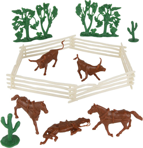 BMC CTS Rustic Western Ranch - 15pc Plastic Figure Playset Diorama Accessories...