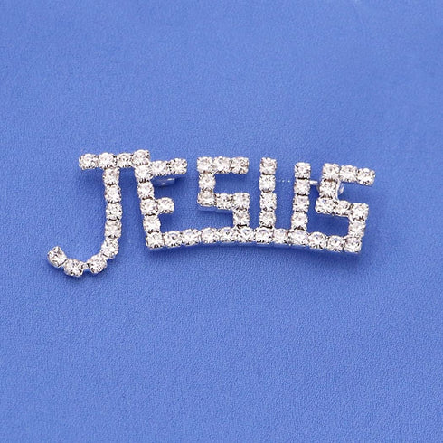 Rosemarie's Religious Gifts Women's Unique Silver Tone Crystal Jesus Brooch, 1.75"...