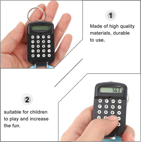 2pcs Mini Calculator Keychain Portable Cute Cartoon Calculator Electronic Pocket Calculator with Key Ring for Children Students School Supplies Ke...