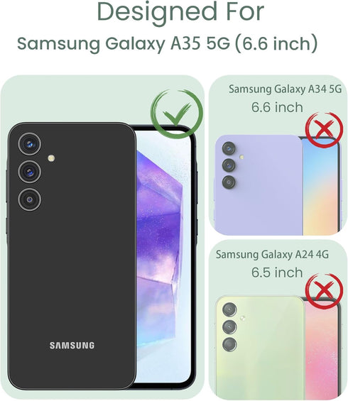 for Samsung Galaxy A35 5G Case+Tempered Glass Screen Protector,Military Grade Protective Slim Soft TPU & Hard PC,Girls Women Crystal Clear Flower ...