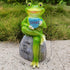 Garden Frog Statue Decoration Adorable Frog Holding Coffee Sculpture for Perfect Yard Ornament Fairy Garden Decor Resin Sculpture Cute Giftfor You...